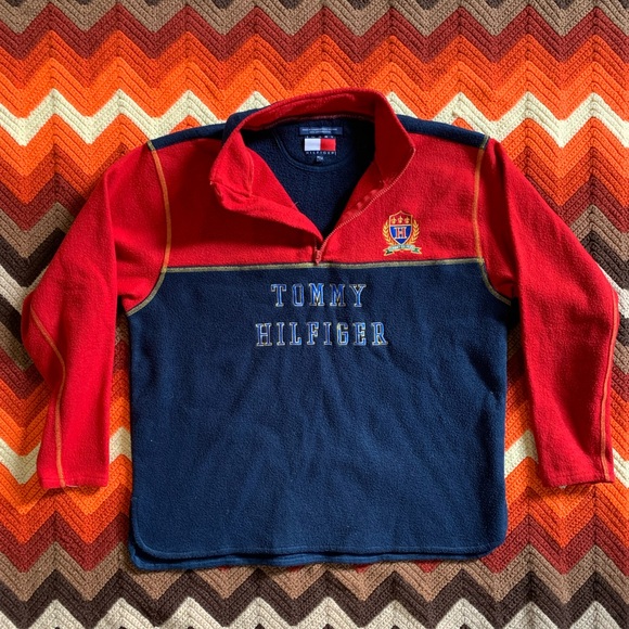 Tommy Hilfiger Other - Tommy Hilfiger Red and Navy Fleece Pullover